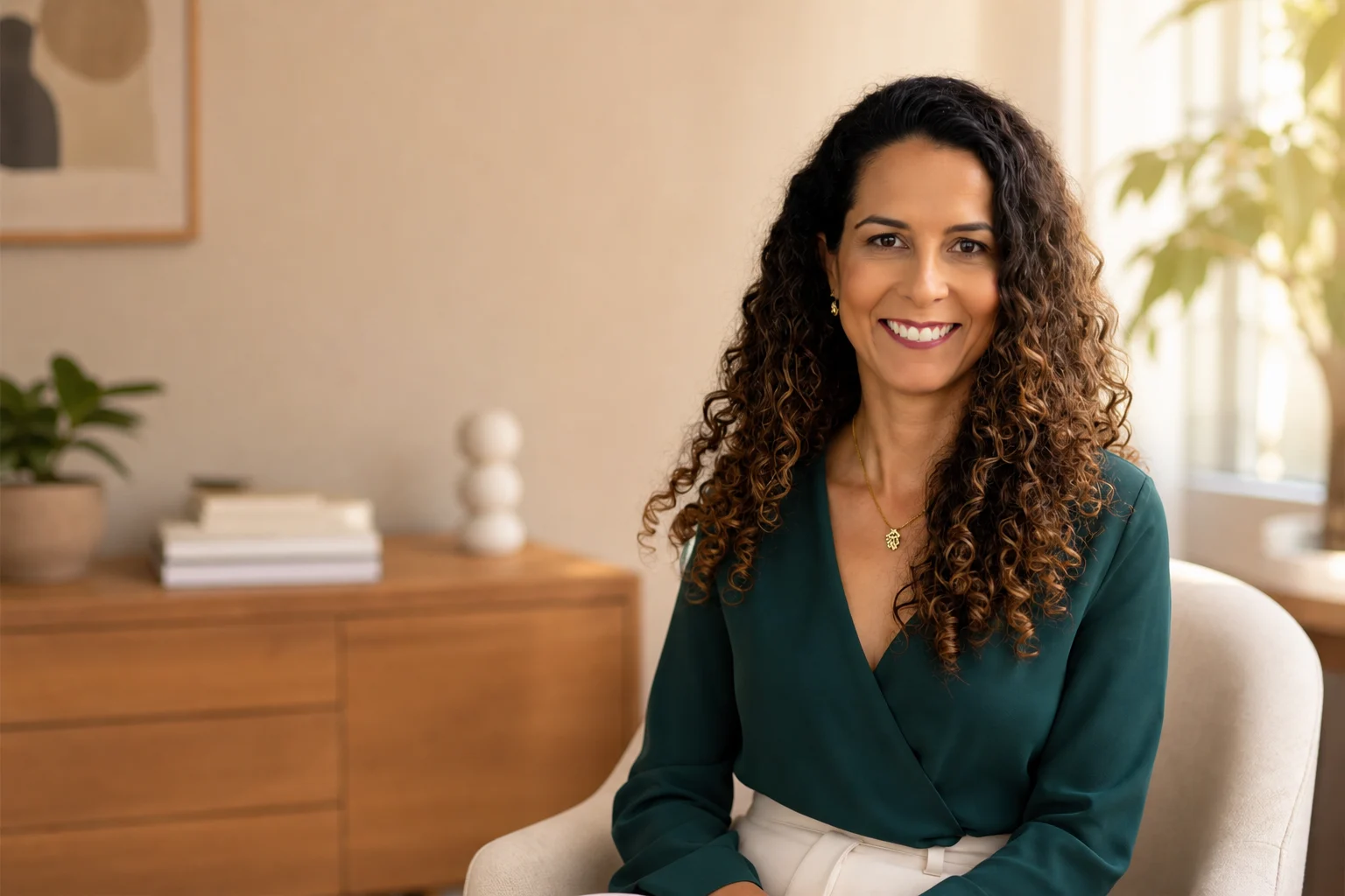 Juliana Oliveira em seu espaço de atendimento
